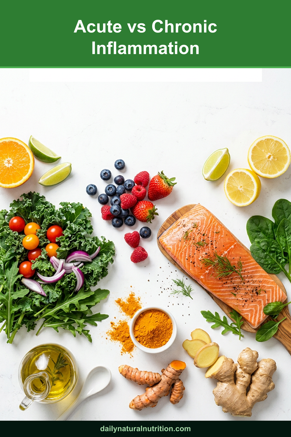 Anti-inflammatory foods illustrating acute vs chronic inflammation