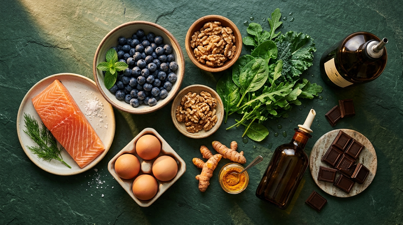 Best brain supplements for elderly foods like salmon, blueberries, and walnuts