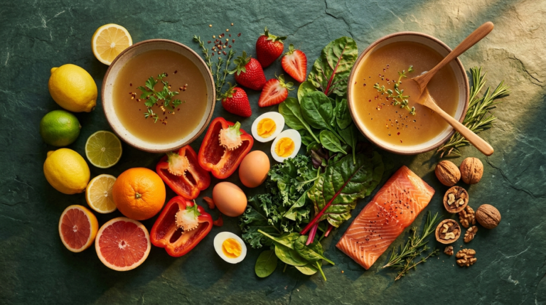 Best collagen supplements for elderly foods like bone broth, citrus, and eggs