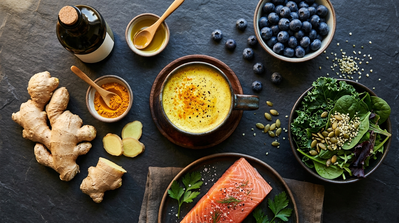 Turmeric drink and anti-inflammatory foods to reduce inflammation naturally