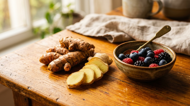 Turmeric, ginger, and berries that help calm inflammation symptoms